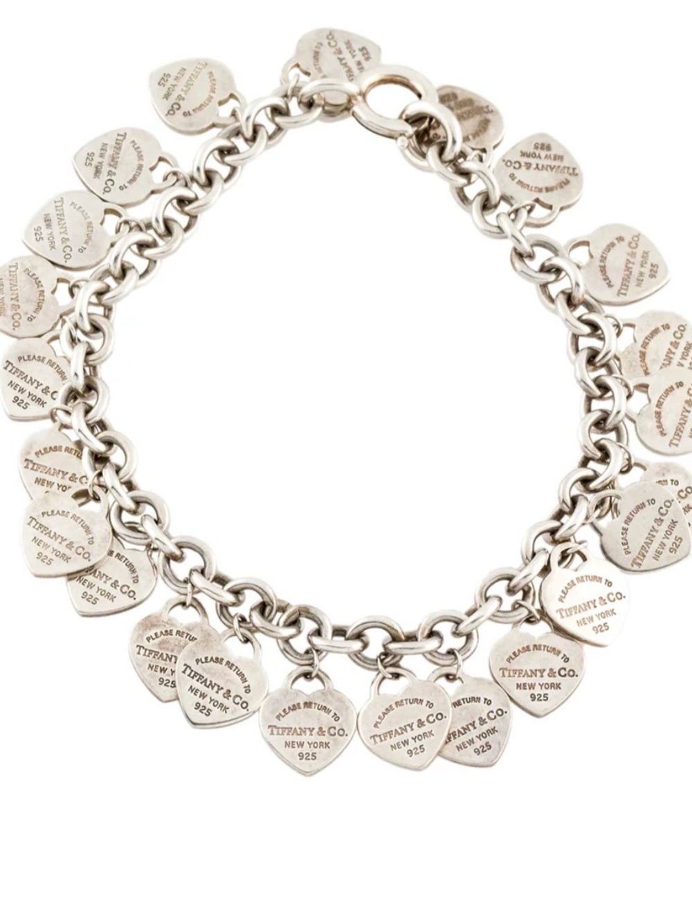 Tiffany & Co. Sterling Silver Heart Tag Charm Bracelet - Silver
